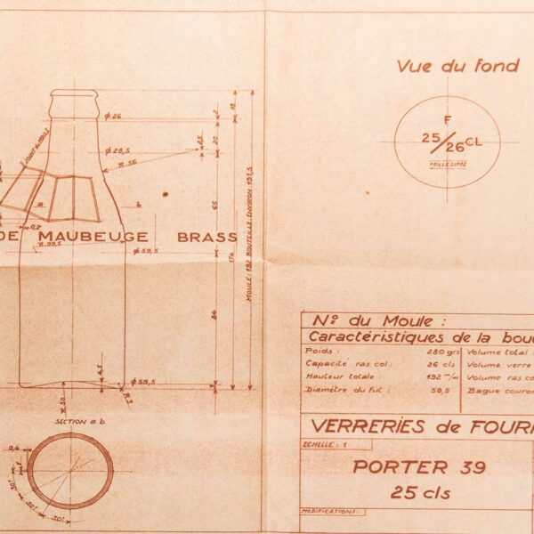 Dessin industriel de bouteille