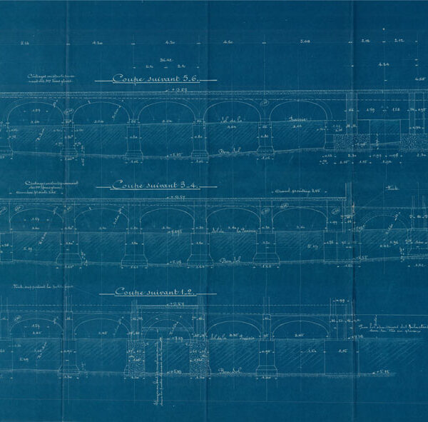 Coupes des fondations de l&rsquo;église Saint-Martin de Boussois